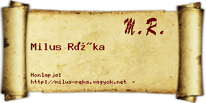 Milus Réka névjegykártya